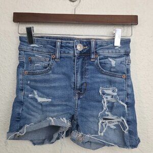 American Eagle Super Stretch Hi-Rise Shorties Distressed Women's Size 00
